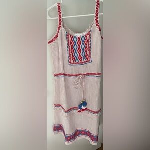 Anthropology Women's Red White and Blue Embroidered Dress